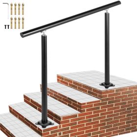 VEVOR Outdoor Stair Railing Kit, 4 FT Handrails 1-4 Steps, Adjustable Angle Black Aluminum Stair Hand Rail for The Elderly