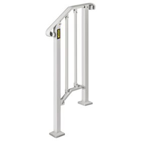 VEVOR Wrought Iron Handrail Fits 1 or 2 Steps Handrail Picket #1 Outdoor Stair Rail with Installation Kit for Outdoor Steps Hand Rails Matte White