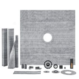 VEVOR Shower Curb Kit, 72"x72" Shower Pan Kit with 2" PVC Central Flange, 4" Stainless Steel Grate, Waterproof Shower Curb & Membrane & Strip