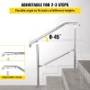 VEVOR Stainless Steel Transitional Handrail fit for Level Surface and 2 to 3 Adjustable Stair Indoor Outdoor Step Railings 441lb Capacity W/Installati