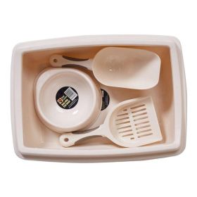 Pet Supplies Set Cat Kitten Dog Litter with Feeder Bowl and Litter Scoop (Type: Pet Supplies, Color: White)